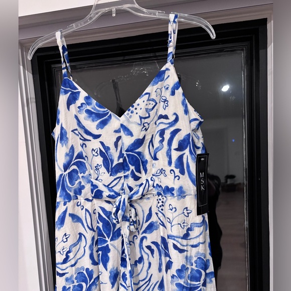 NWT MSK Blue and White Floral Maxi Dress Lined Sz M - Picture 3 of 10